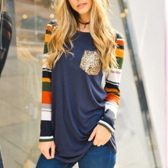 Plus Size Sequined Pocket Tee - Picture 2 of 4